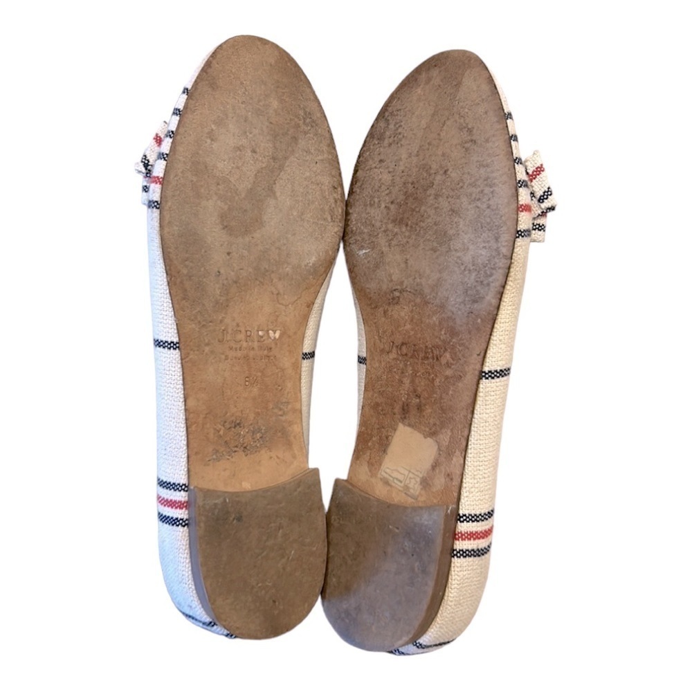 J. Crew Cleo Striped Canvas Loafers Bow Detail Women’s Size 6.5 Preppy Nautical - Picture 8 of 9